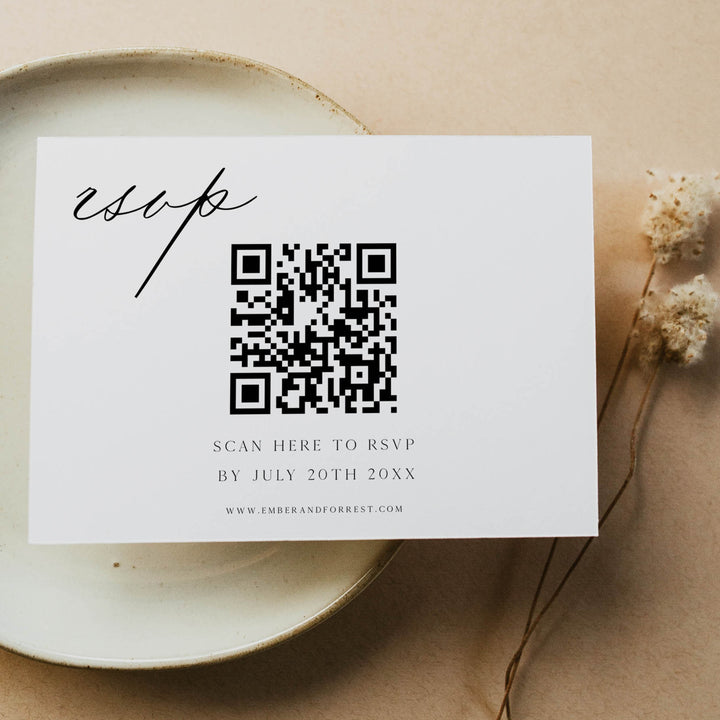 editable QR RSVP card, CALLIGRAPHY editable wedding invitation suite, editable wedding stationery, printable wedding stationery, modern wedding items, wedding save the dates