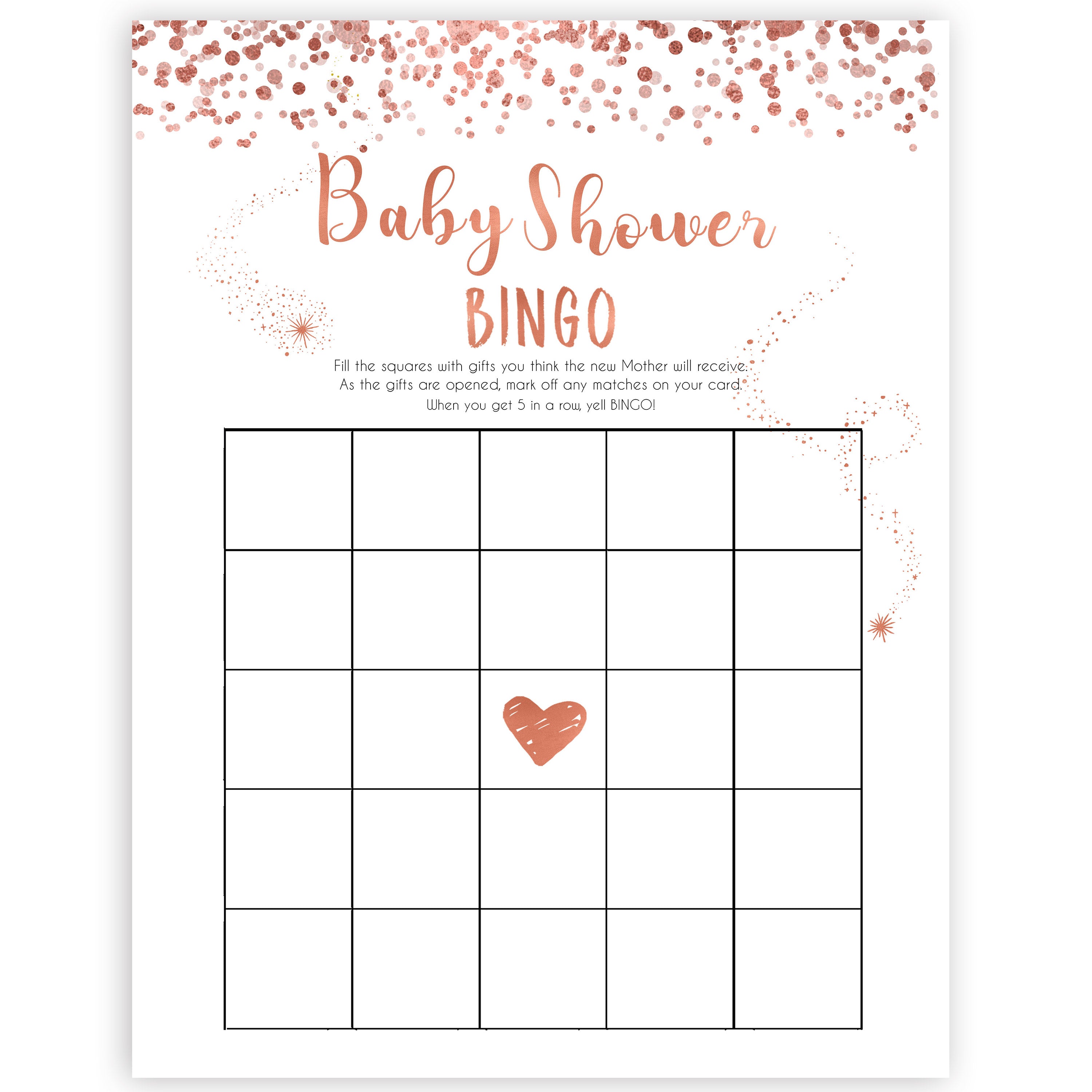 rose gold baby baby shower bingo game, printable baby shower games, fun baby games, rose gold baby games, popular baby games