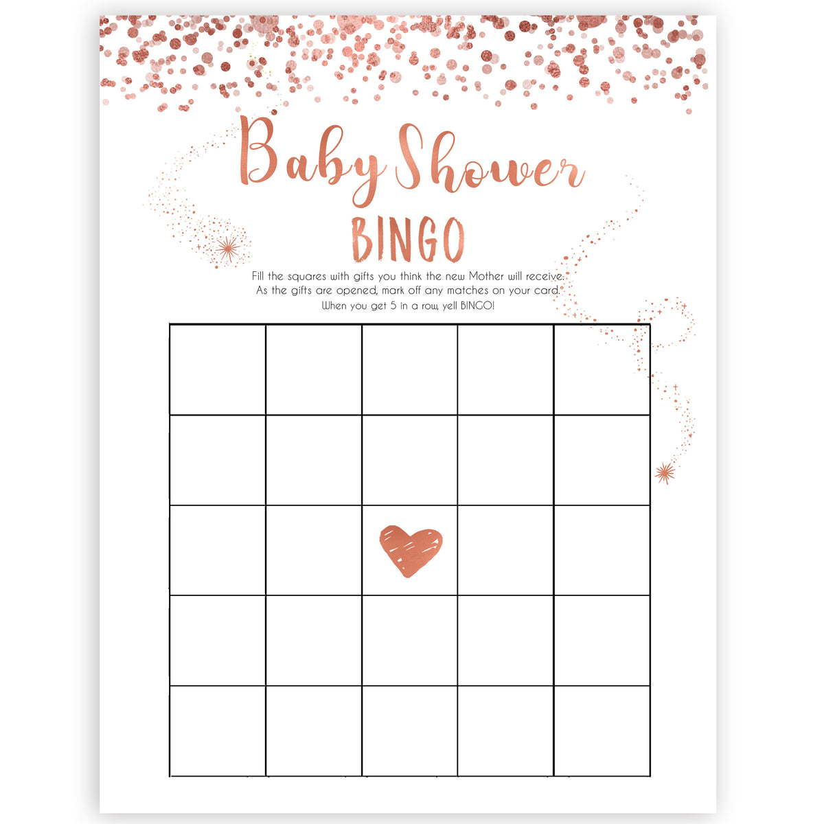 rose gold baby baby shower bingo game, printable baby shower games, fun baby games, rose gold baby games, popular baby games