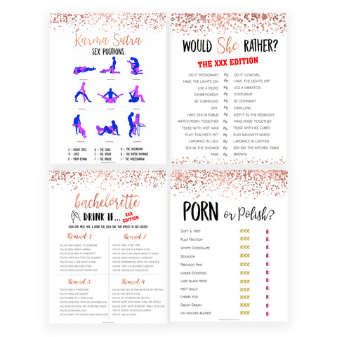 bachelorette party games, 8 adult games, fun bridal games, dirty bachelorette games, naughty bridal shower games, cock or what, porn or polish, top bachelorette games