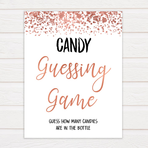 Rose Gold Candy Guessing Game, Rose Gold Candy Guessing Game, Candy Game, Rose Gold Candies in A Jar Game, Printable Baby Shower Games, fun baby shower games, popular baby shower games