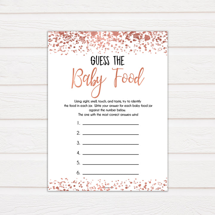rose gold baby guess the baby food game, printable baby shower games, fun baby games, rose gold baby games, popular baby games