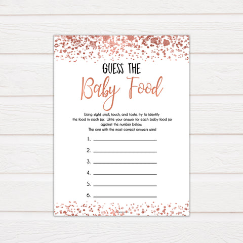rose gold baby guess the baby food game, printable baby shower games, fun baby games, rose gold baby games, popular baby games