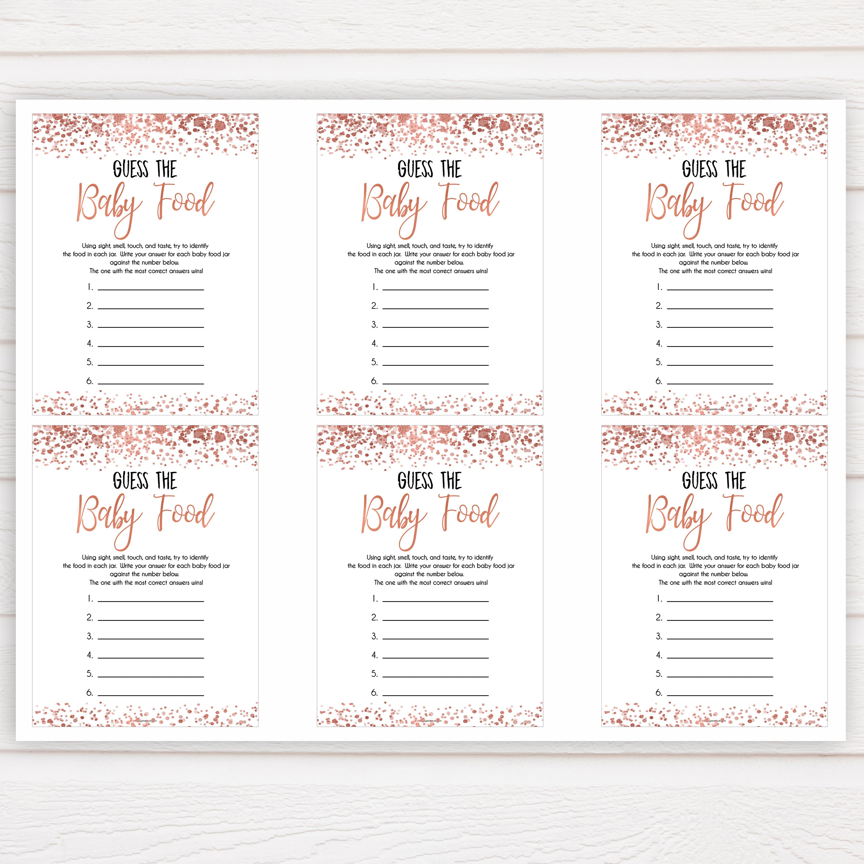 rose gold baby guess the baby food game, printable baby shower games, fun baby games, rose gold baby games, popular baby games