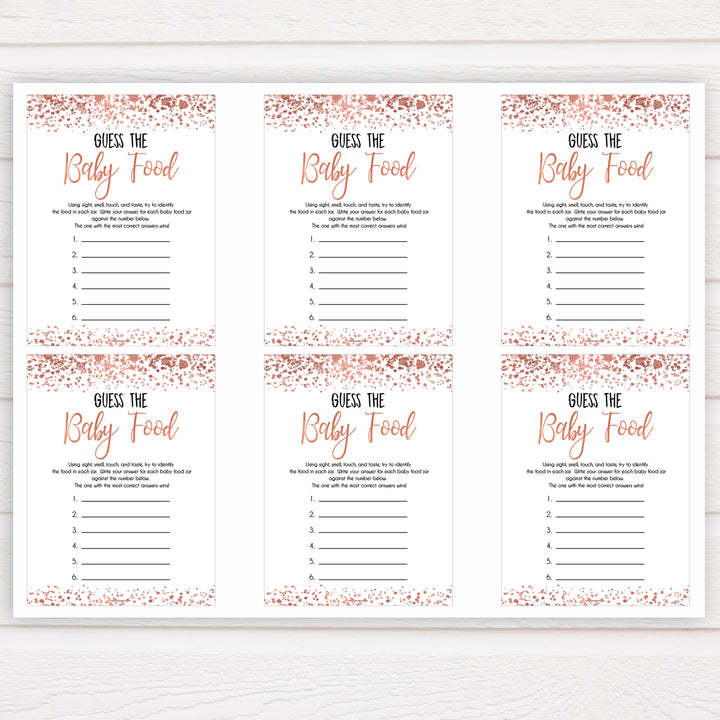 rose gold baby guess the baby food game, printable baby shower games, fun baby games, rose gold baby games, popular baby games