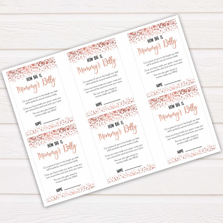 How Big Is Mommy's Belly in Rose Gold, Mommys Belly Game, Baby Shower Games, Rose Gold Baby Games, Guess Mommys Belly, Funny Baby Game, printable baby shower games