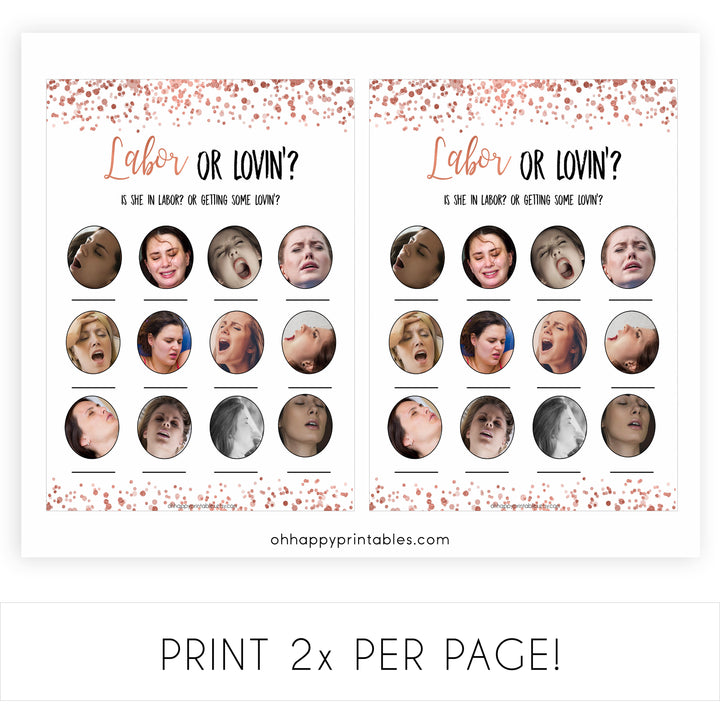Rose Gold Labour or Lovin Game, Baby Shower Games, Labour or Lovin, Lovin or Labour, Labor or Lovin, Funny Baby Shower, Printable, printable baby shower games, fun baby shower games, popular baby shower games