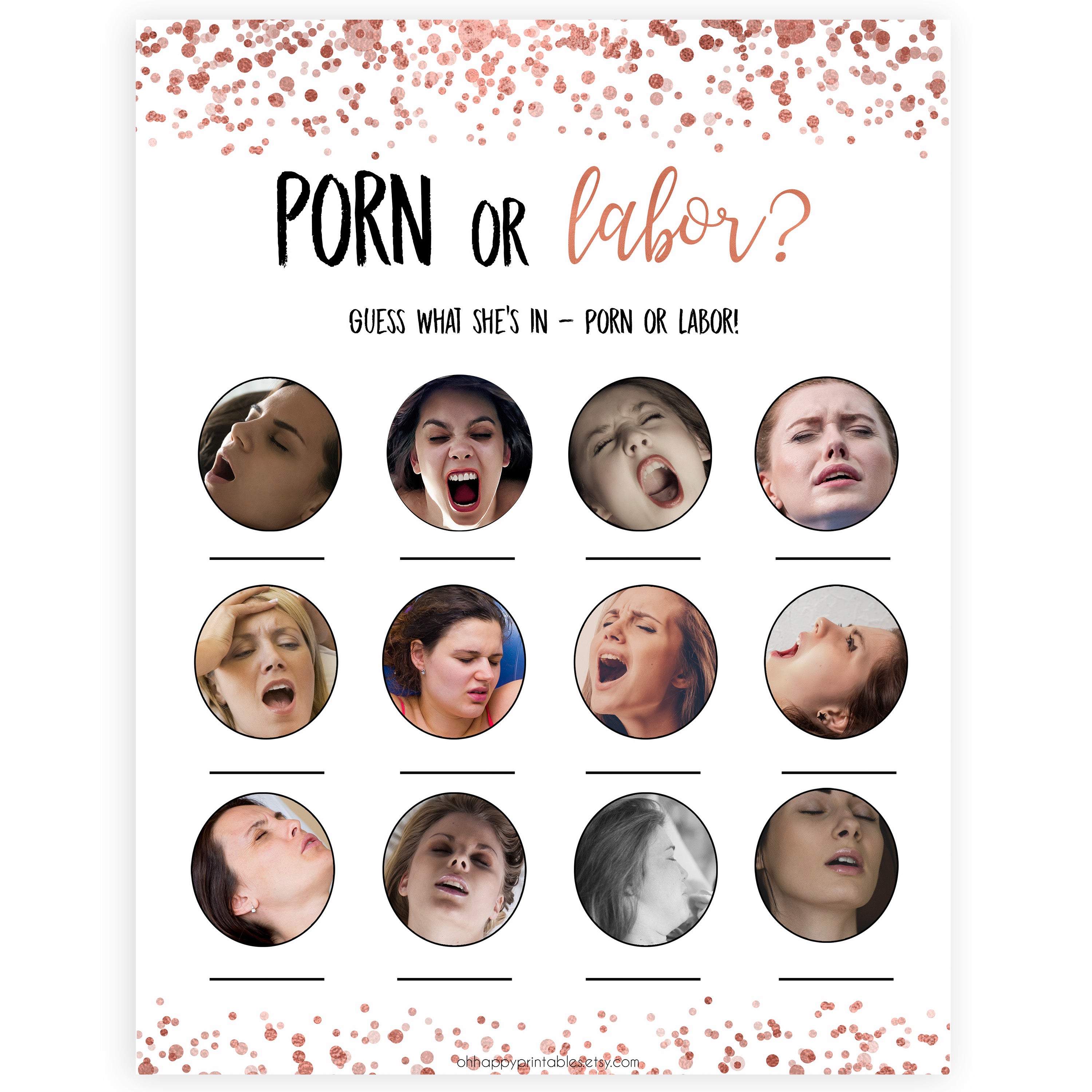 Porn or Labor Game, Porn or Labour, Rose Gold, Baby Shower Games, Porn or Labor, Porn Labour, Porn Labor, Labor Porn, Porn Labour Game, fun baby shower games, printable baby shower games, popular baby shower games