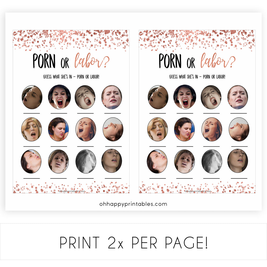  Porn or Labor Game, Porn or Labour, Rose Gold, Baby Shower Games, Porn or Labor, Porn Labour, Porn Labor, Labor Porn, Porn Labour Game, fun baby shower games, printable baby shower games, popular baby shower games