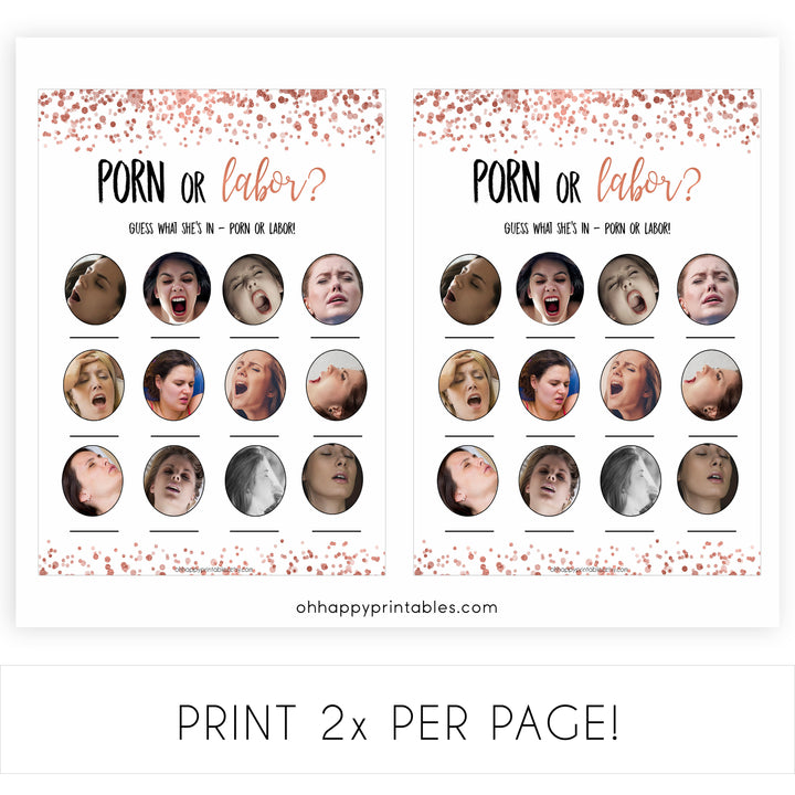  Porn or Labor Game, Porn or Labour, Rose Gold, Baby Shower Games, Porn or Labor, Porn Labour, Porn Labor, Labor Porn, Porn Labour Game, fun baby shower games, printable baby shower games, popular baby shower games
