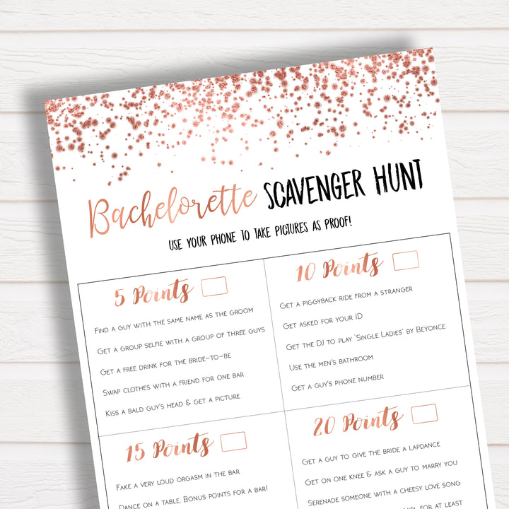 Bachelorette Scavenger Hunt Rose Gold 