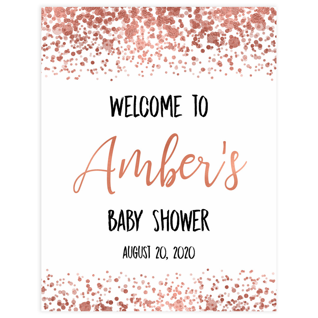 baby welcome sign, printable baby signs, rose gold baby signs, rose gold baby shower, baby welcome signs, rose gold baby decor, rose gold baby