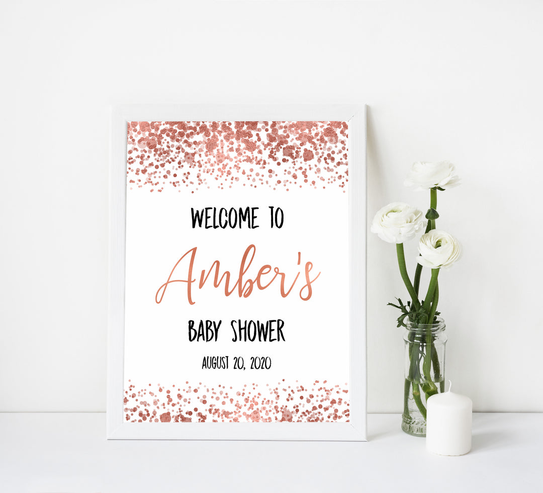 baby welcome sign, printable baby signs, rose gold baby signs, rose gold baby shower, baby welcome signs, rose gold baby decor, rose gold baby