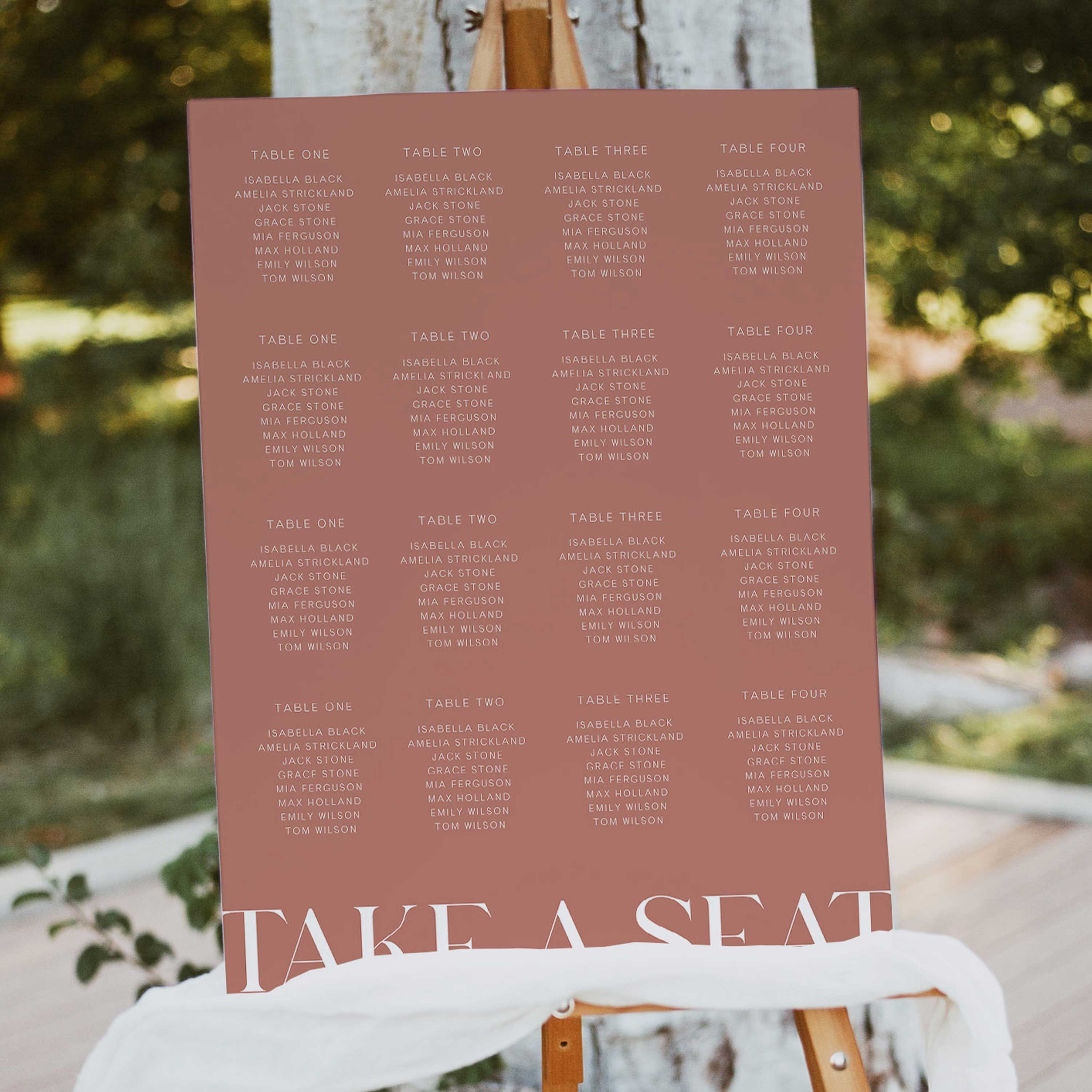 editable wedding seating chart, printable wedding seating chart, editable wedding stationery, printable wedding stationery, modern wedding stationery, dusty rose wedding stationery