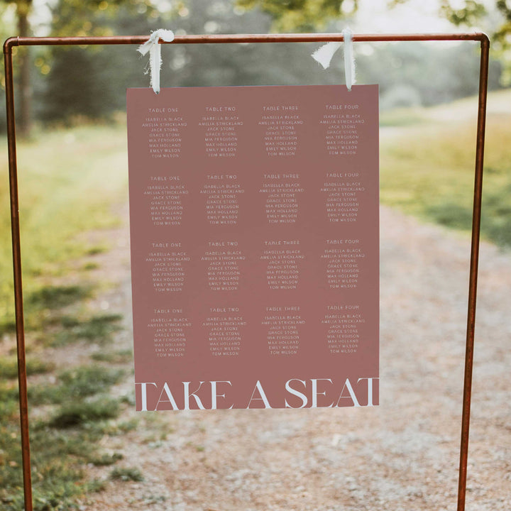 editable wedding seating chart, printable wedding seating chart, editable wedding stationery, printable wedding stationery, modern wedding stationery, dusty rose wedding stationery