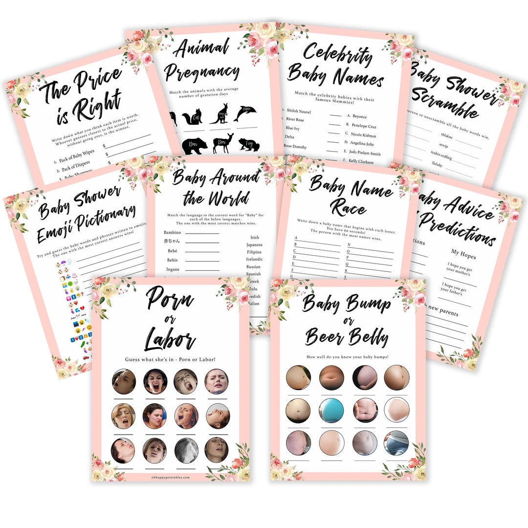 spring floral 10 baby shoer bundle baby shower games, printable baby shower games, fun baby shower games, baby shower games, popular baby shower games