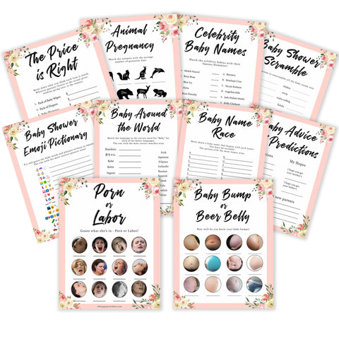 spring floral 10 baby shoer bundle baby shower games, printable baby shower games, fun baby shower games, baby shower games, popular baby shower games