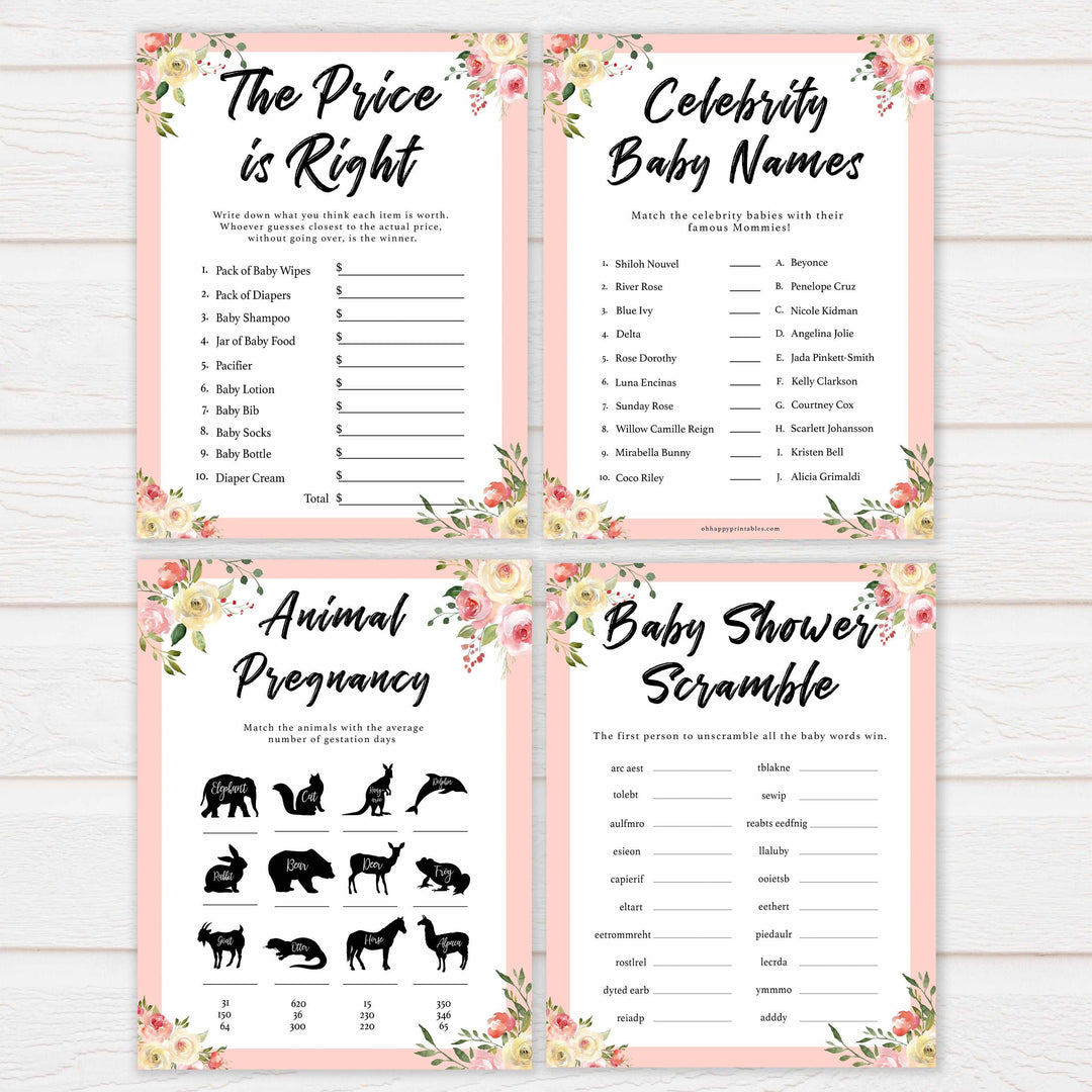 spring floral 10 baby shoer bundle baby shower games, printable baby shower games, fun baby shower games, baby shower games, popular baby shower games