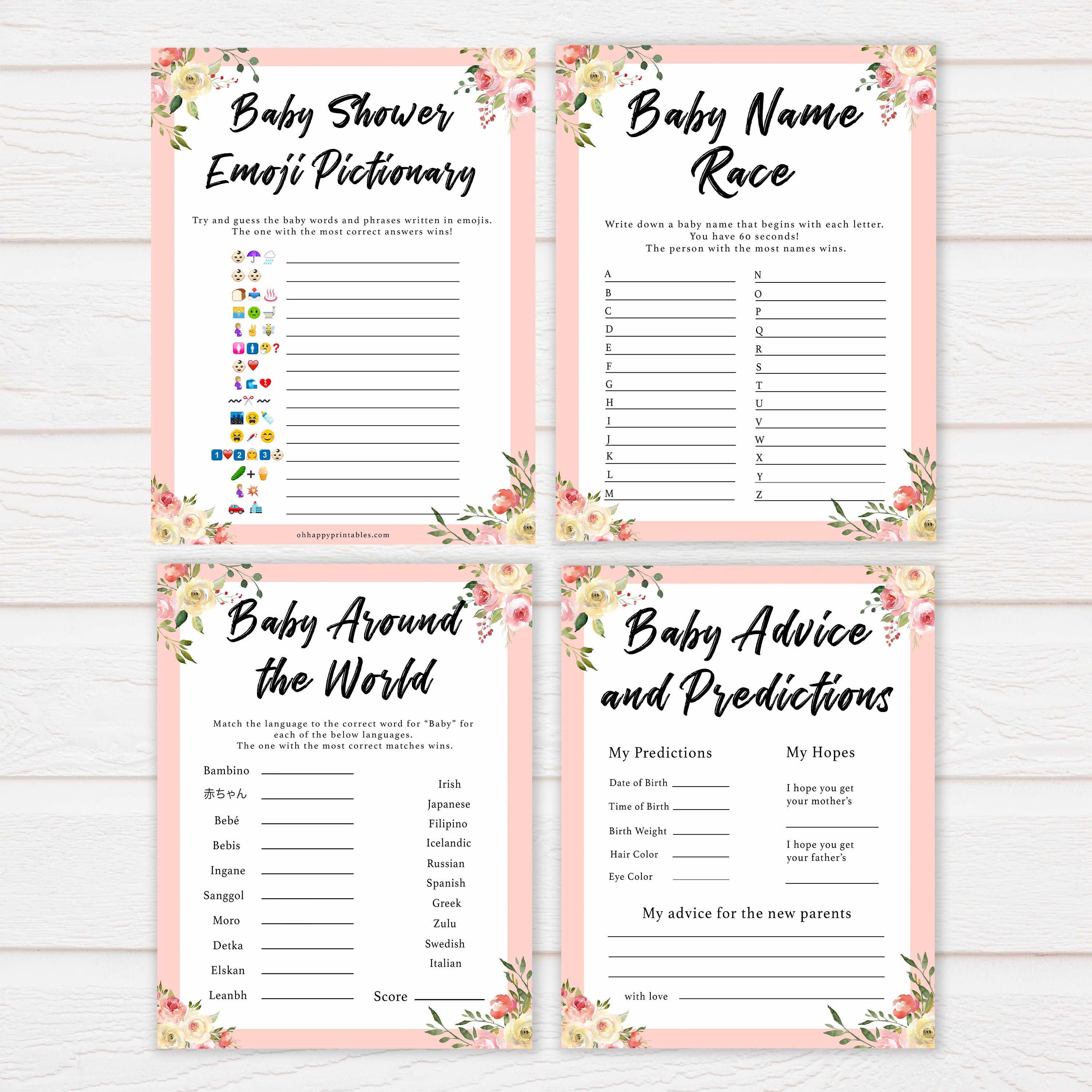 spring floral 10 baby shoer bundle baby shower games, printable baby shower games, fun baby shower games, baby shower games, popular baby shower games