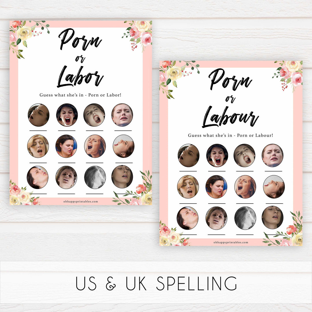 spring floral baby games, labor or porn, baby bump, boobs or butts game, fun baby games, top 10 baby games