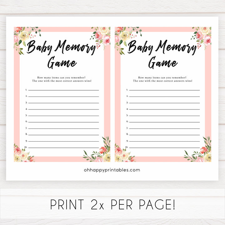 spring floral Baby memory game baby shower games, printable baby shower games, fun baby shower games, baby shower games, popular baby shower games