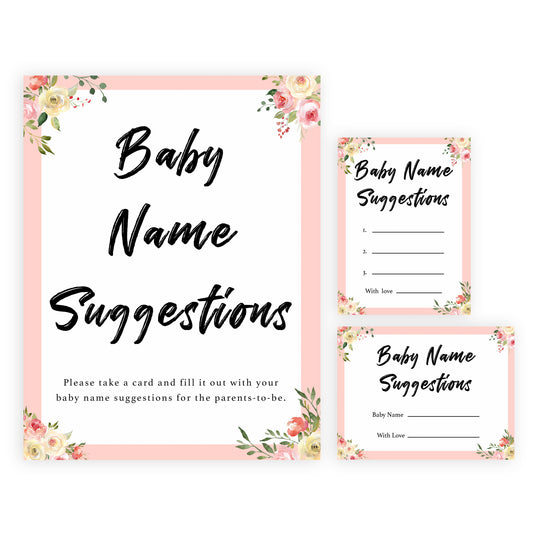 spring floral baby name suggestions baby shower games, printable baby shower games, fun baby shower games, baby shower games, popular baby shower games
