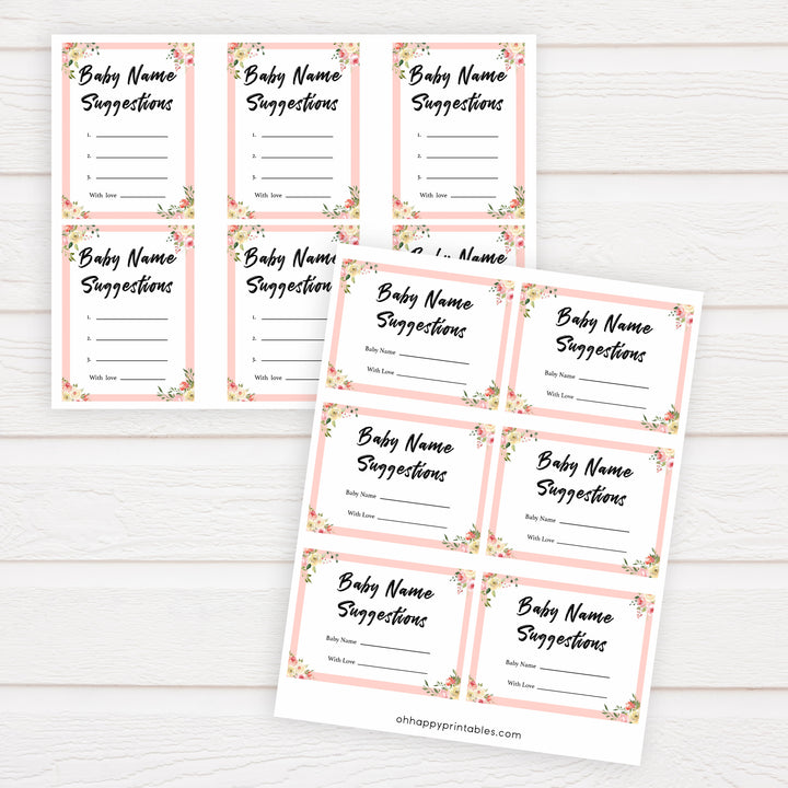 spring floral baby name suggestions baby shower games, printable baby shower games, fun baby shower games, baby shower games, popular baby shower games