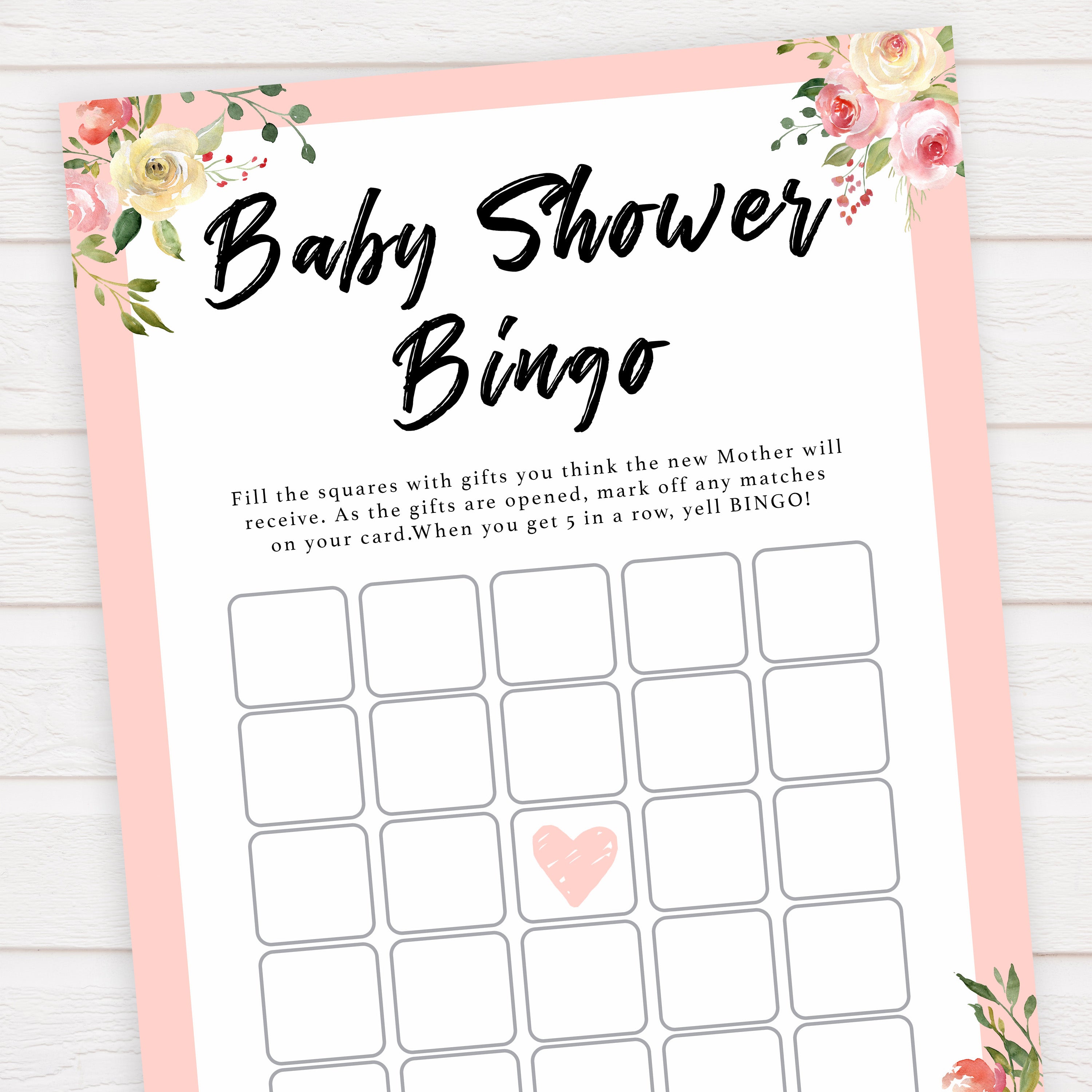 spring floral baby shower bingo baby shower games, printable baby shower games, fun baby shower games, baby shower games, popular baby shower games