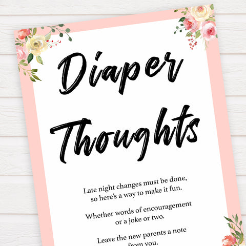 spring floral diaper thoughts baby shower games, printable baby shower games, fun baby shower games, baby shower games, popular baby shower games