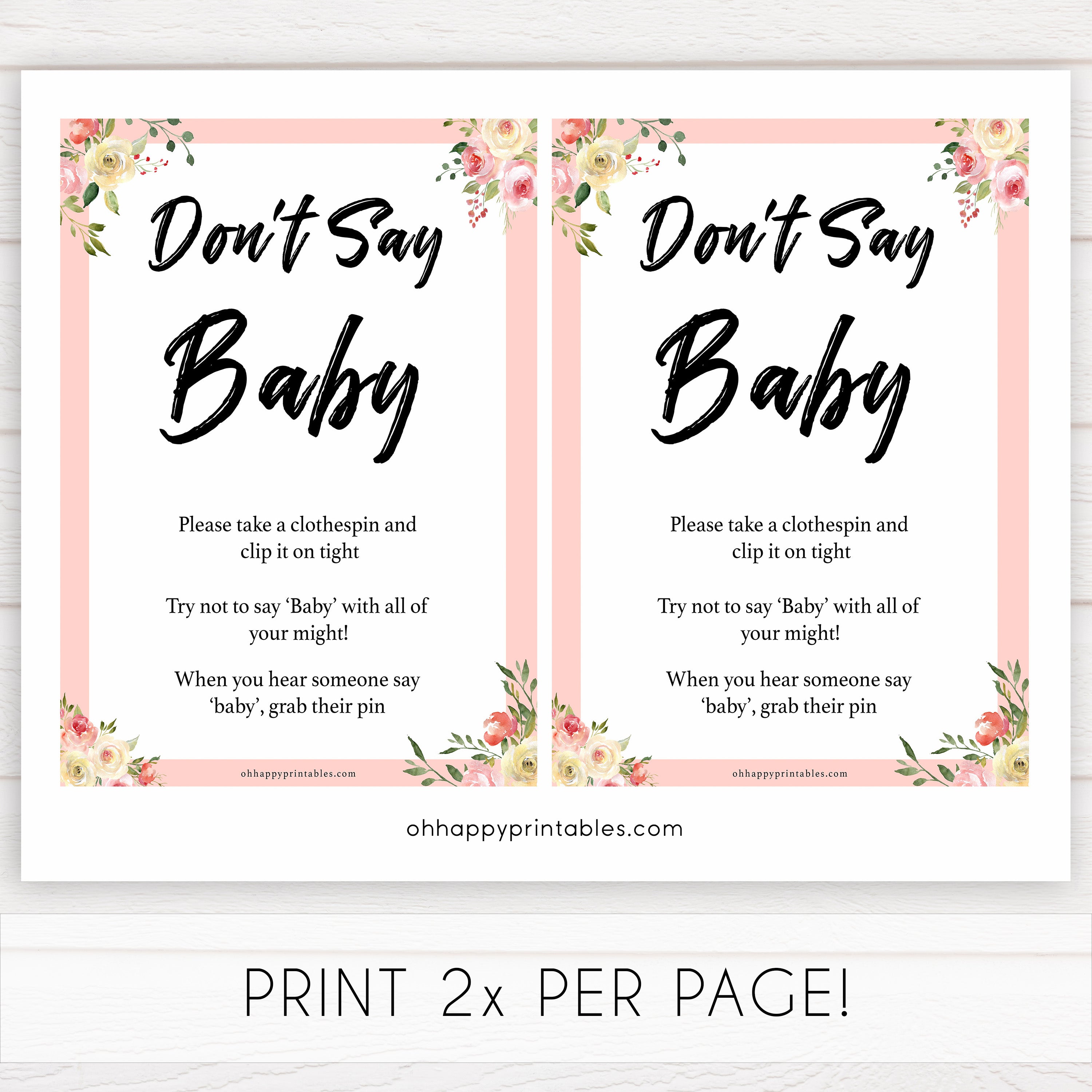 spring floral dont say baby baby shower games, printable baby shower games, fun baby shower games, baby shower games, popular baby shower games