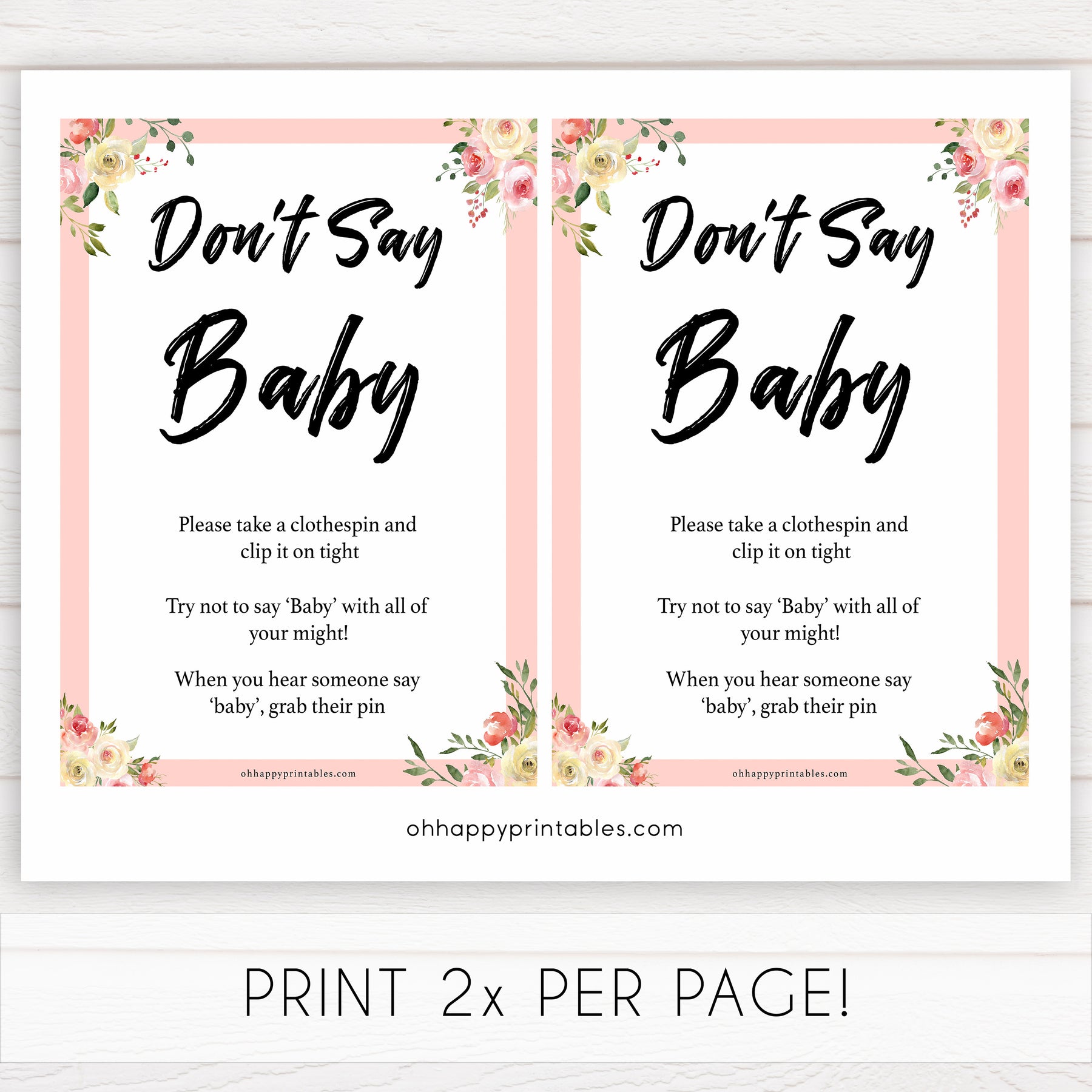 Don't Say Baby Shower Pince à Linge Game Girl Avec Panneau Debout De 20,3 X 27,9 Cm, 60 Mini épingles à Linge Violettes