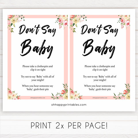 spring floral dont say baby baby shower games, printable baby shower games, fun baby shower games, baby shower games, popular baby shower games