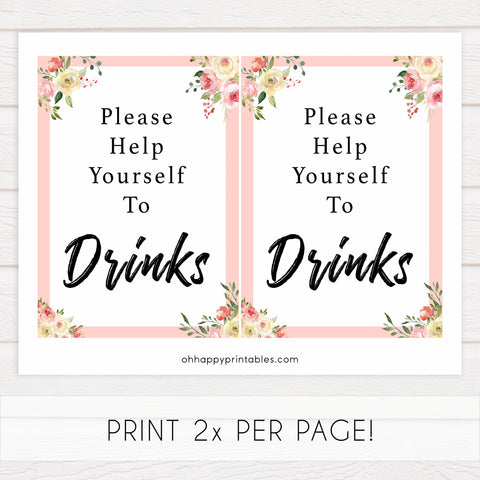 drinks baby signs, drinks table decor,,Spring floral baby decor, printable baby table signs, printable baby decor, floral table signs, fun baby signs, fun baby table signs