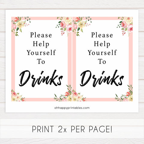 drinks baby signs, drinks table decor,,Spring floral baby decor, printable baby table signs, printable baby decor, floral table signs, fun baby signs, fun baby table signs