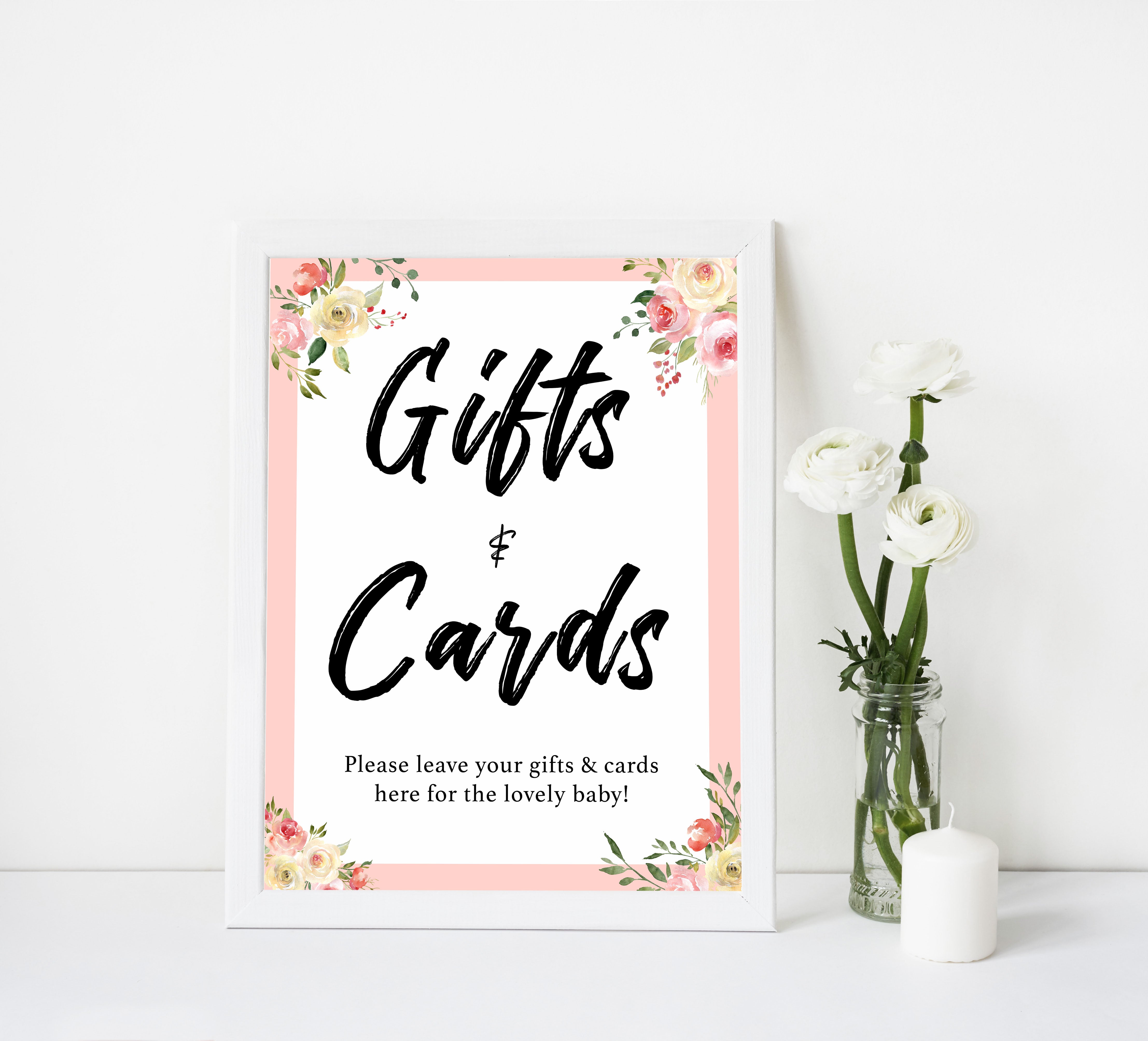 Gifts & Cards Sign Spring Floral Printable Baby Shower Signs