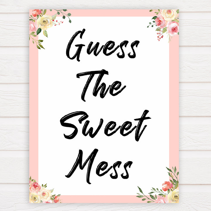 spring floral guess the sweet mess baby shower games, printable baby shower games, fun baby shower games, baby shower games, popular baby shower games