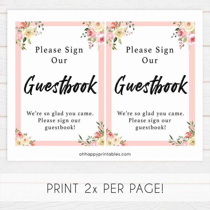 guestbook baby signs, guestbook baby table decor, Spring floral baby decor, printable baby table signs, printable baby decor, floral table signs, fun baby signs, fun baby table signs