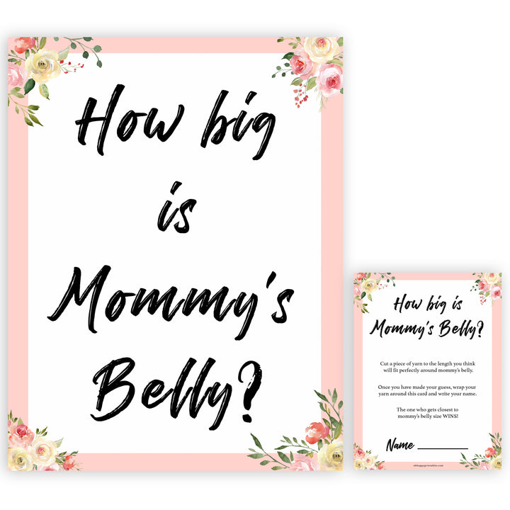 spring floral how big is mummys belly baby shower games, printable baby shower games, fun baby shower games, baby shower games, popular baby shower games