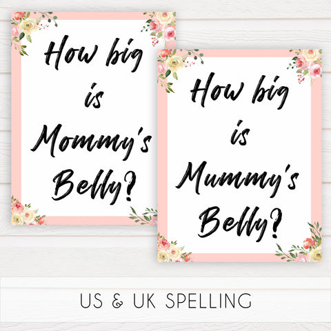 spring floral how big is mummys belly baby shower games, printable baby shower games, fun baby shower games, baby shower games, popular baby shower games