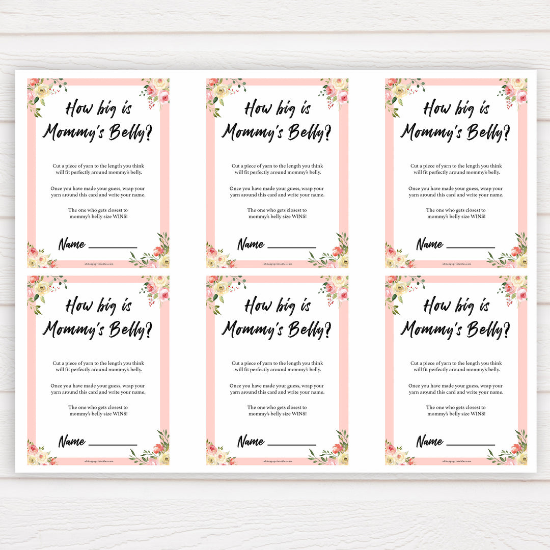 spring floral how big is mummys belly baby shower games, printable baby shower games, fun baby shower games, baby shower games, popular baby shower games