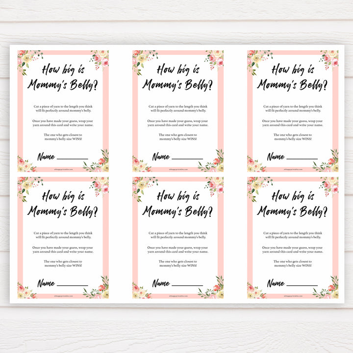 spring floral how big is mummys belly baby shower games, printable baby shower games, fun baby shower games, baby shower games, popular baby shower games