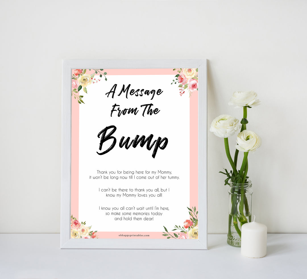 spring floral message from the bump baby shower games, printable baby shower games, fun baby shower games, baby shower games, popular baby shower games