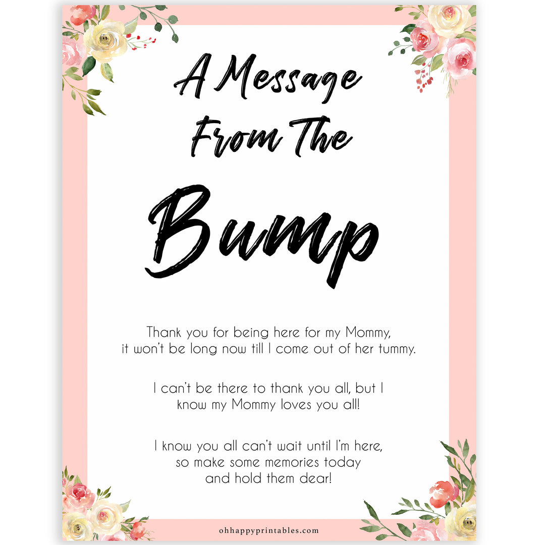 spring floral message from the bump baby shower games, printable baby shower games, fun baby shower games, baby shower games, popular baby shower games