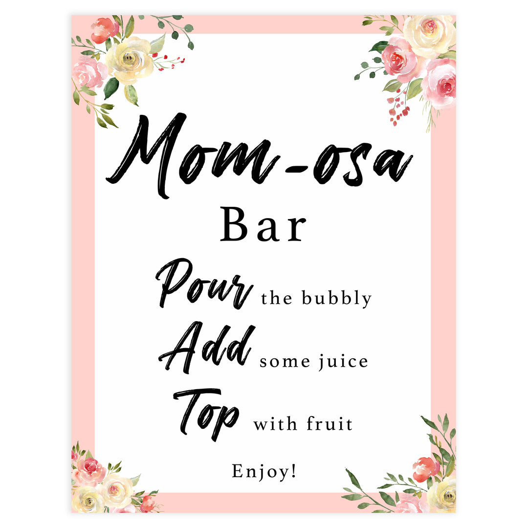momosa baby signs, momosa baby table decor, Spring floral baby decor, printable baby table signs, printable baby decor, floral table signs, fun baby signs, fun baby table signs