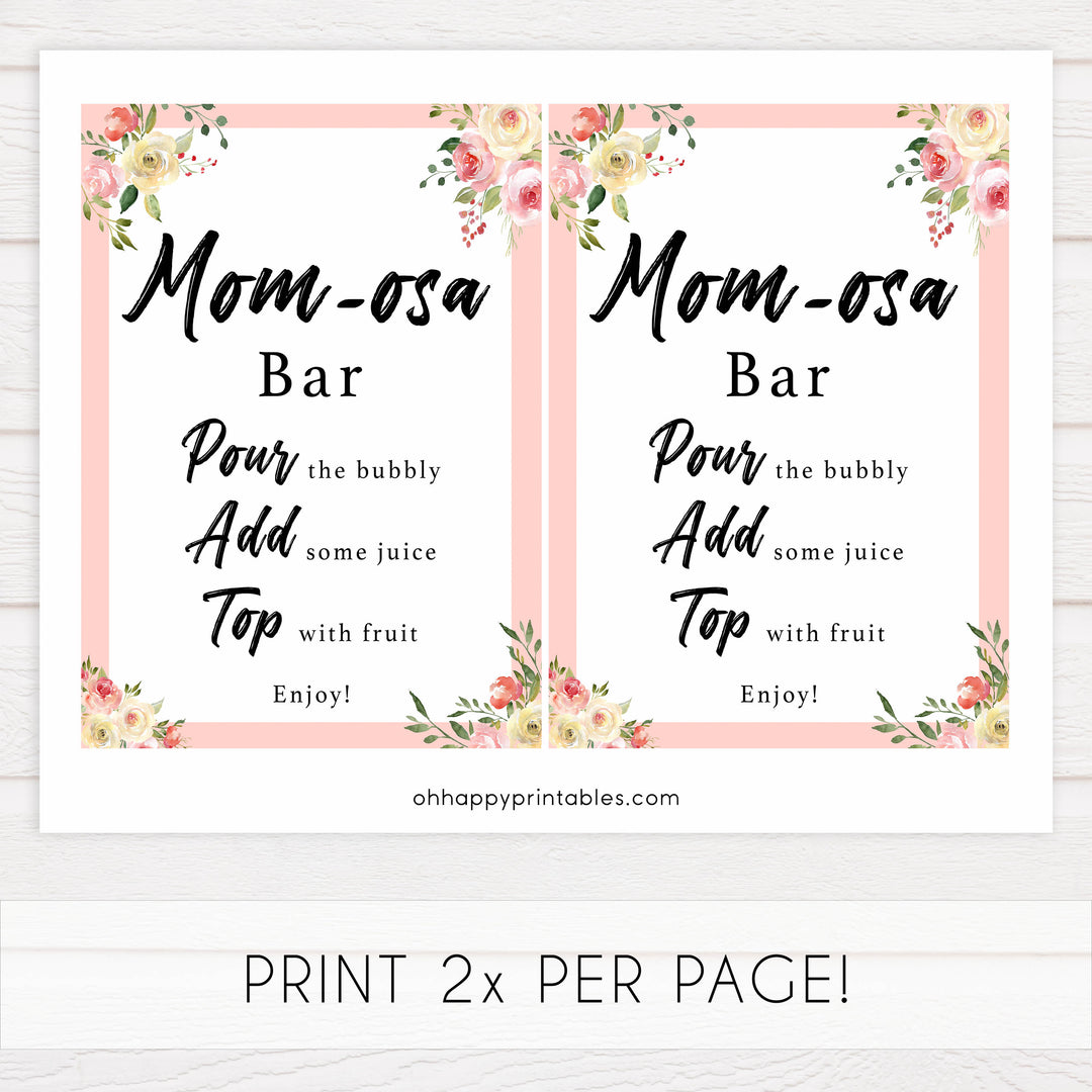 momosa baby signs, momosa baby table decor, Spring floral baby decor, printable baby table signs, printable baby decor, floral table signs, fun baby signs, fun baby table signs