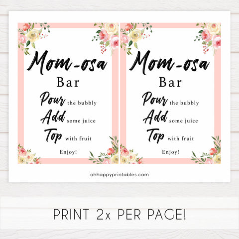 momosa baby signs, momosa baby table decor, Spring floral baby decor, printable baby table signs, printable baby decor, floral table signs, fun baby signs, fun baby table signs
