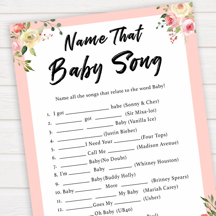 spring floral name that baby song baby shower games, printable baby shower games, fun baby shower games, baby shower games, popular baby shower games
