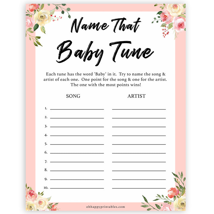 spring floral name that baby tune baby shower games, printable baby shower games, fun baby shower games, baby shower games, popular baby shower games