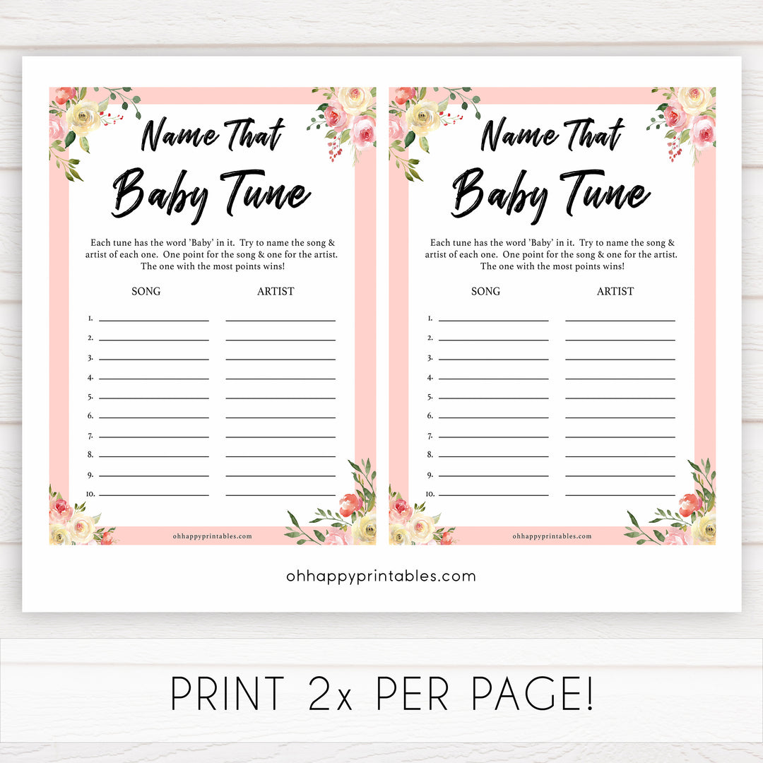 spring floral name that baby tune baby shower games, printable baby shower games, fun baby shower games, baby shower games, popular baby shower games