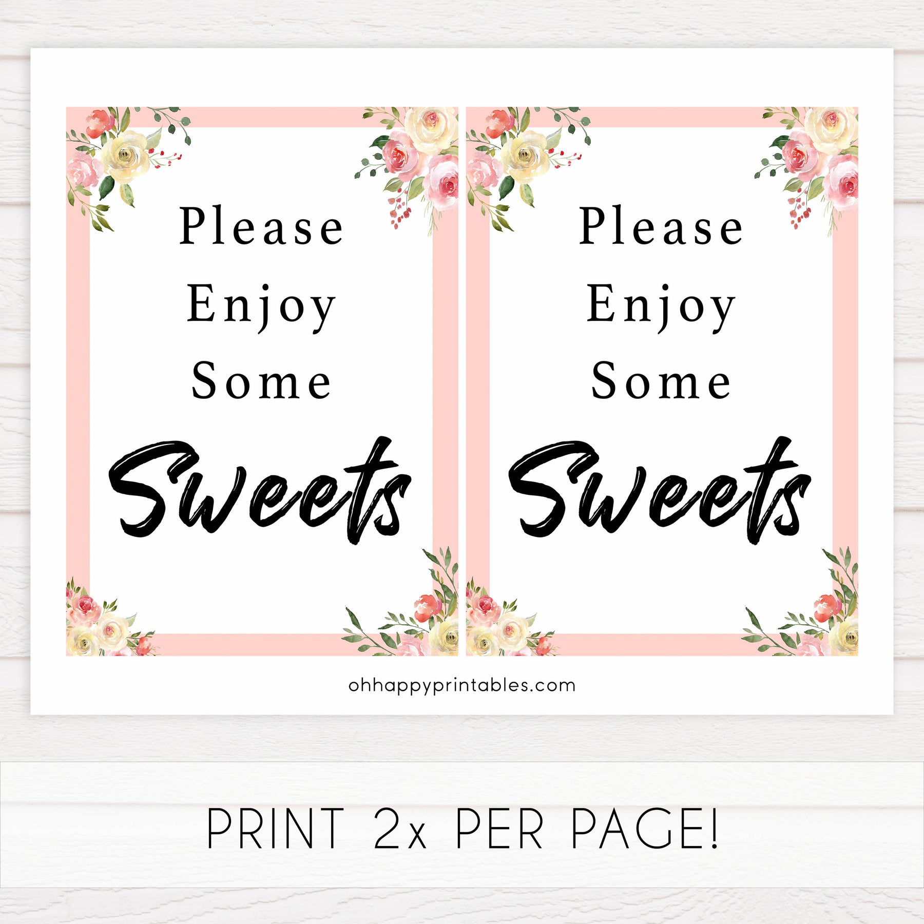 Spring Candy Sign Sweets Sign - Spring Floral Printable Baby Shower Signs – OhHappyPrintables